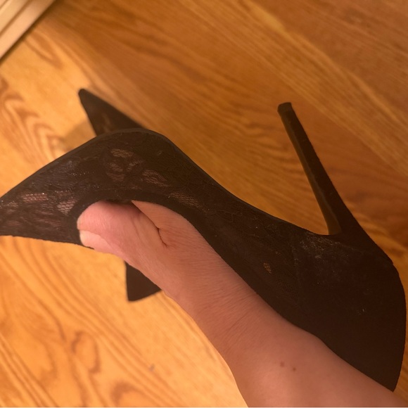 Lulu's Black Pointed Toe Lace Stiletto Heels - Picture 5 of 7
